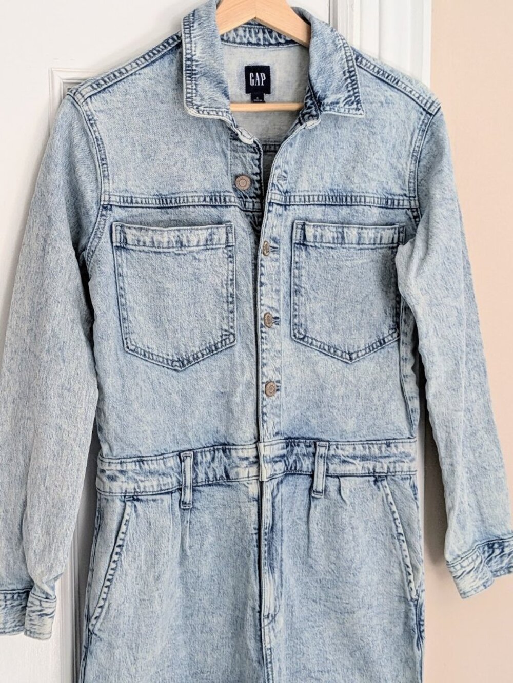 As New GAP Denim Long Sleeve Jumpsuit US 4